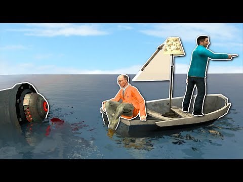 BUILDING A BOAT AGAINST ROBOT SHARK!? - Garry's Mod Gameplay - Gmod Sandbox Boat Building