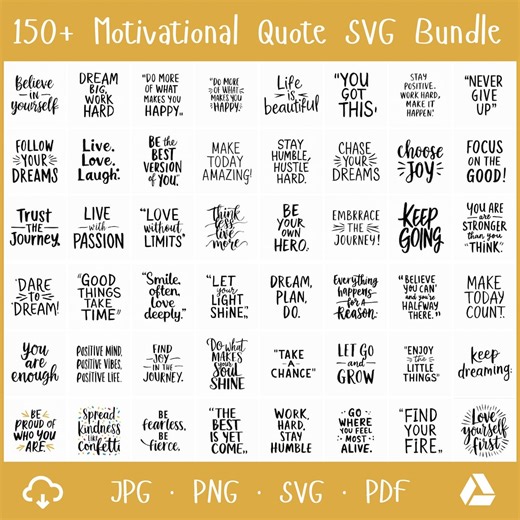 Motivational Quotes SVG Bundle: 200  Inspirational Self Love Print on Demand (digital Download) - Etsy