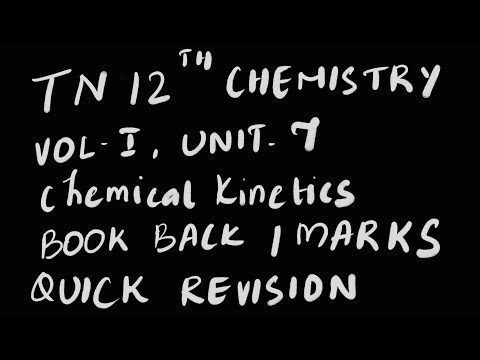 TN SCERT 12th Chemistry Book Back One Marks(Volume 1-Unit 7 Chemical kinetics) Quick Revision