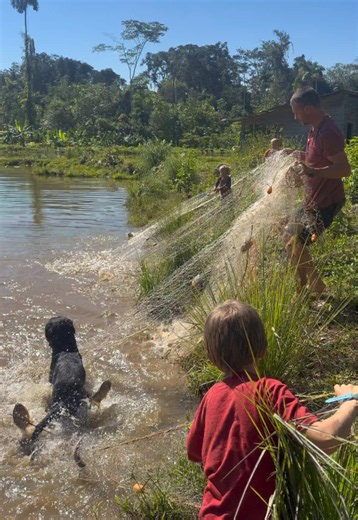 Catching fish with the kids for our friends #fishing #offgridliving #homesteading