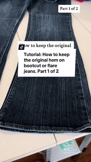 In this video I’m showing how to keep the orginal hem on bootcut or flare jeans. Part 1 of 2. #orginalhem #denim #denimjeans #shortenjeansoriginalhem #bootcutjeans #flarejeans #jeanalterations #denimtutorial #sewingtutorial #sewingtutorialsforbeginners