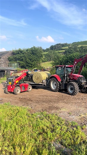 Unloading and stacking bales ready for wrapping. It’s been a long day! #silage #farmer #farmlife #summer