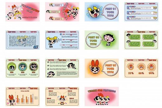 Powerpuff Girls Powerpoint Template | Cartoon Presentation Slides | Blossom, Bubbles, Buttercup Theme | Cute & Fun Kids Presentation - Etsy