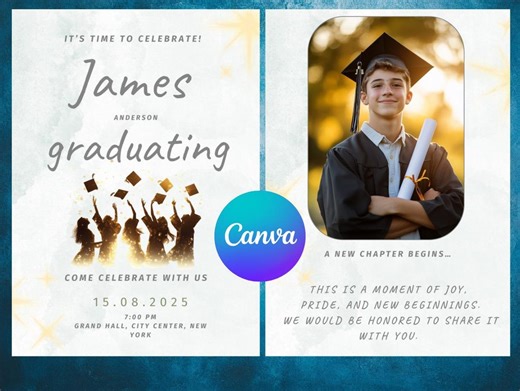 Modèle d'invitation de remise des diplômes personnalisé avec photo | Faire-part de remise des diplômes avec design personnalisable - Etsy France