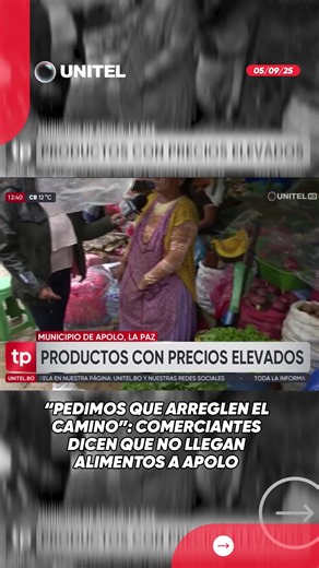 #LaPaz | El mal estado de la carretera al norte de La Paz está preocupando a las familias que necesitan adquirir alimentos. Los comerciantes señalan que las verduras, frutas y otros productos están demorando en llegar a Apolo debido a la intransitabilidad de la ruta. #Unitel #UnitelDigital #Apolo | UNITEL