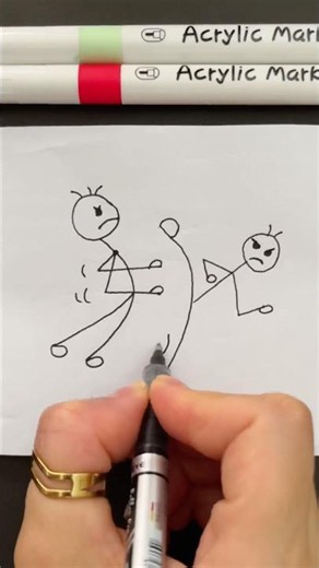 Easy Fighting Drawing ✏️😄 #shortsfeed #shortvideo