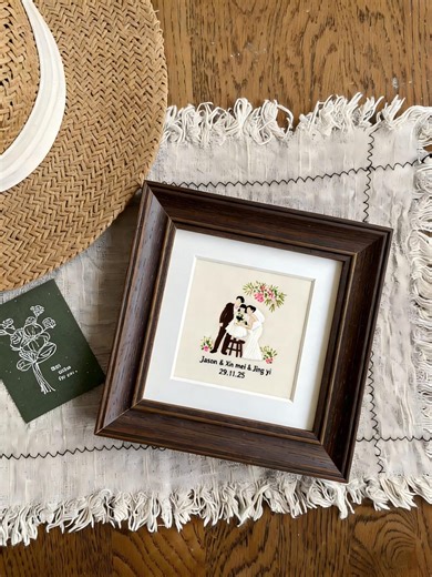 Custom Wedding Embroidery Portrait: Framed Couple Keepsake Gift - Etsy