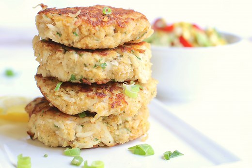 Healthy Crab Cakes with Corn Avocado Salsa