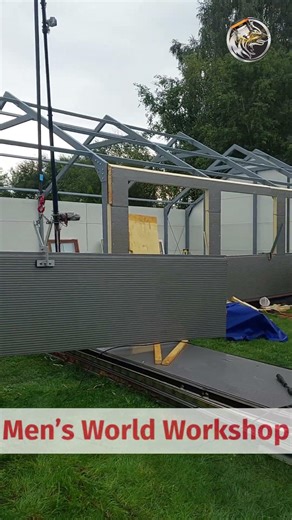 Homemade Crane with Laser Cut Parts used to build Workshop