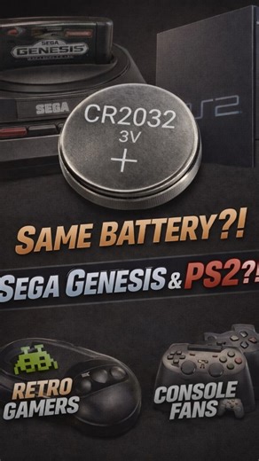 Retros on Instagram‎: "Fun Fact for Retro & Console Gamers 🤯 Did you know that Sega Genesis game cartridges and the PlayStation 2 both use the same battery type: CR2032? That tiny CR2032 coin cell battery plays a huge role in retro gaming history. In Sega Genesis / Mega Drive cartridges, it keeps your save data alive. In the PS2, it powers the internal clock and system settings. Two iconic gaming generations. One shared piece of hardware. Pure gaming engineering nostalgia. Retro consoles weren’