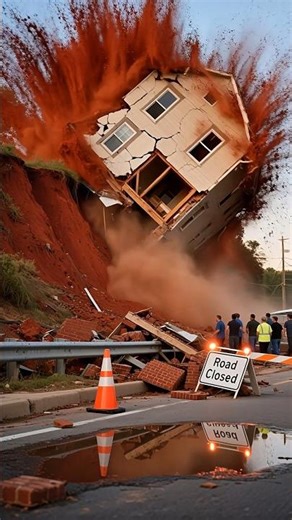 🚨🏢 UNBELIEVABLE American Landslide! 2 Story House Collapses on Hillside Neighborhood 🌍😰