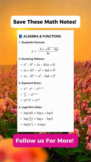 20K views · 185 reactions | Algebra Math Notes Formulas! | Math Tricks Tutorial | Facebook
