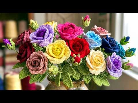 Rosas Tejidas a Crochet | Tutorial Fácil y Muy Hermosa