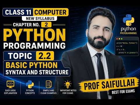 2.2 Basic Python Syntax and Structure | Python Programming Lecture | Prof. Saifullah