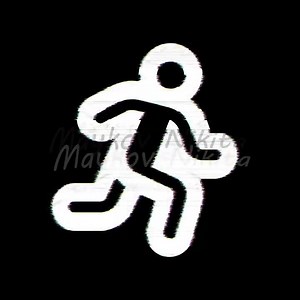 Icon running is distorted. Glitch. Noise, chromatic aberration, geometric distortion. Transparent...