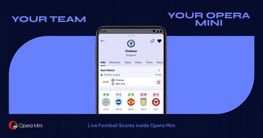 Goals, Scores, and More! Track Your Favorite Team with Live Scores on Opera Mini