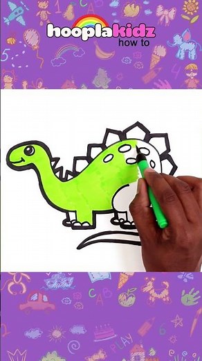 How To Draw A Dinosaur 🦕 | T-Rex Dinosaur Drawing #shorts #drawing #coloring #hooplakidzhowto