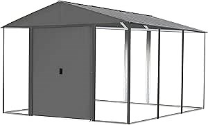 Arrow 10' x 12' Ironwood Galvanized Steel Hybrid Outdoor Shed Kit, Anthracite