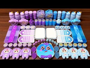 Slime Mixing Random Makeup into Glossy | Soft Purple vs Blue ASMR