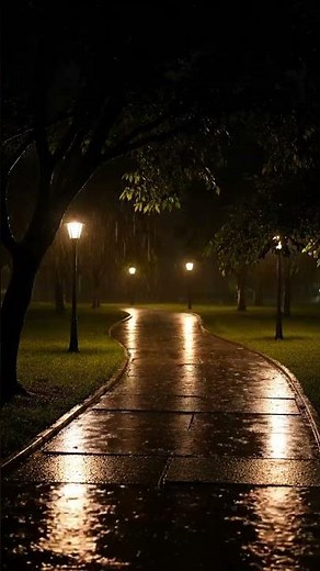 Lonely Night Storm in a Silent Park #rain #rainoundforsleep #relax #deepsleep #rainsounds