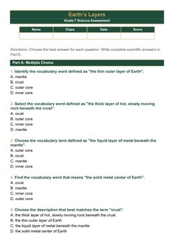 Grade 7 Earth Science Assessments | Editable   Answer Keys | Full Unit Tests