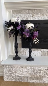 Easy Halloween Decor! 💜🖤💀 I love how these turned out. Everything here was purchased at Michaels Craft Store. What do you think? #halloween #HalloweenMagic #HalloweenPumpkin #diy #foryoupagereels #foryou #fypシ゚ | Laura Jeanne