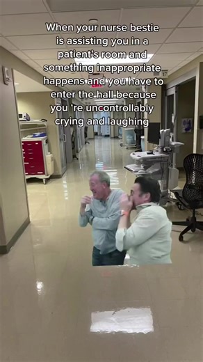 2.3M views · 28K reactions | Behind the scenes with my partner in crime 藍 When you and your nurse bestie witness the unexpected in a patient room, and the only option is to escape to the hallway for a laugh-cry combo! 臘 Tag your work bestie below  #nurselife #nursesbelike #nursingstudent #nursepractitioner #nursesrock #nurseinprogress | TeachRN | Facebook