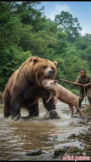 Villagers Save Pig From Wild Bear | Wildlife Rescue Moment #shorts #animalrescue #bear