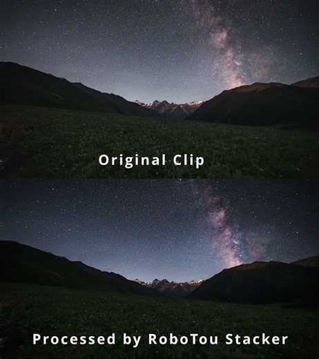 RoboTou Stacker Starry Sky Time Lapse Stacking Before vs After