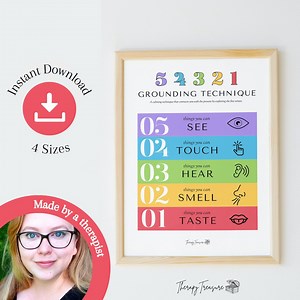 54321 Grounding Technique Printable Wall Art INSTANT DOWNLOAD Therapy Office Decor, Therapy Wall Art, Anxiety Relief, Self Care Tracker - Etsy
