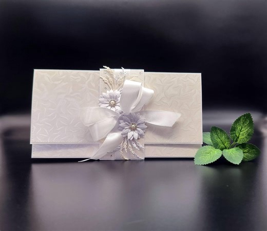 Elegant Money Envelope Gift Box – Wedding, Birthday, Anniversary – White With Ribbon & Flowers - Etsy