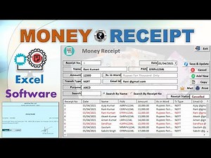 Money Receipt Software | Excel User form Like Software | List View Search and Update