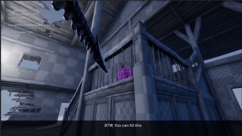 Xenomorph tail hitbox visualized over large obstacles.