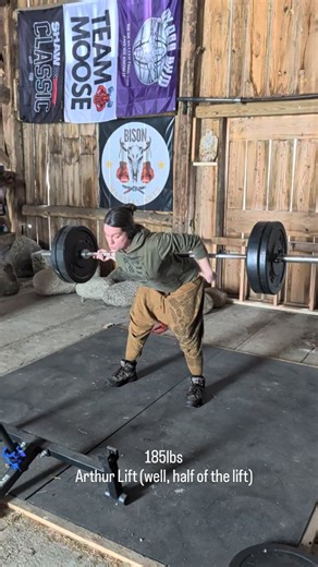 Danielle Evansen on Instagram: "Was pretty stoked to get 185 to my shoulders much easier than before! Cold barn makes you stronger 😜 Thank you @strongman_archaeology for the tips on jumping it up my back, so much better being aggressive and taking fewer jumps. And @stabbert3 for giving me so much hype I couldn't possibly fail. . . . . . . . . #strongman #girlswholift #homegym #fun #happy"