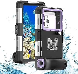 ShellBox Case Diving Case 2nd Gen for iPhone 17/16/15/14/13 Pro Max Plus Air Samsung Galaxy SeriesS25-S20 Ultra, Universal Phones[4.9-6.9 Inch],Snorkeling[15m/50ft] Full Body Protector Black-Purple