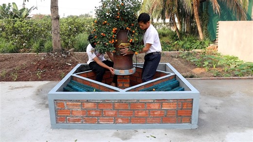 Building a fish tank with bricks and cement