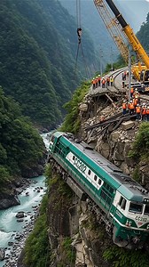 The locomotive fell when it was lifted by a crane. | Railway and Transportation