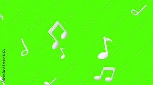 Musical notes flying from center, Musical notes streaming up in melody animation overlay on Alpha Channel Background