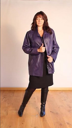 Ladies Purple Leather Coat Jacket - Aurora