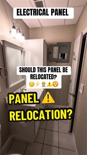 ELECTRICAL PANEL IN THE BATHROOM IS THIS A CODE VIOLATION? #electrician #electriciansoftiktok #homeinspection #electricalwork #electricianapprentice