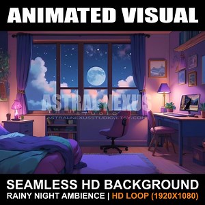 Animated Looped Snowy Night Background | Cozy Room Scene for Sleep, Study, Gaming & Streaming - Etsy
