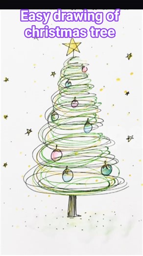 easy drawing of christmas tree #easydrawing #simpledrawing #christmastree #xmastree