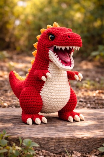 T-rex Amigurumi Red Crochet Pattern | DIY Dinosaur Plush Toy | Beginner-friendly PDF Guide| 9-inches , Wire Struct Guide ,english and German - Etsy