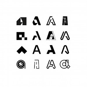 Set of alphabet symbols and elements of letter A, collection monogram...
