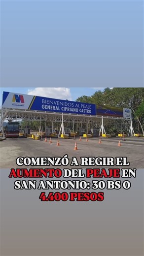 Diario La Calle on Instagram: "COMENZÓ A REGIR EL AUMENTO DEL PEAJE EN SAN ANTONIO: 30 BS O 4.400 PESOS A partir de este 17 de febrero, el costo del peaje en San Antonio del Táchira registró un aumento. El pago por vehículo liviano y busetas habría quedado en 30 bolívares o 4.400 pesos colombianos. El aumento comenzó a regir a las 12 de la medianoche en el peaje "Campaña Admirable" del municipio Bolívar. A partir de este lunes los buses deben pagar 45 bolívares, el camión 350 200 bolívares, el c
