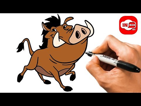 How to Draw Pumbaa from the Lion King | Drawing Pumbaa Step by step | Inbox art