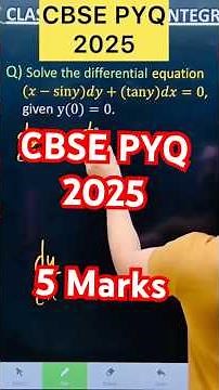 Q) Solve the differential equation (𝑥−sin𝑦)𝑑𝑦+(tan𝑦)𝑑𝑥=0, given y(0)=0. #cbse2026 #cbse