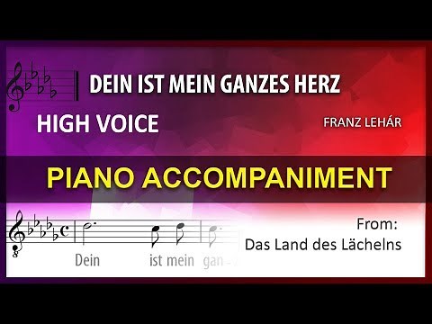 Dein ist mein ganzes Herz Karaoke Franz Lehár High voice