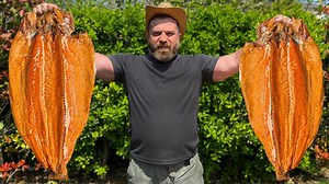 Hot Smoked Salmon Fish! Red And Very Juicy Meat