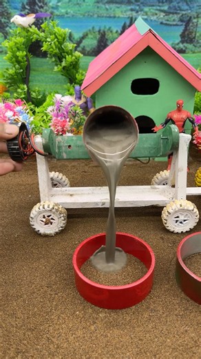 🚜🏗️ Mini Tractor Builds a Strong Cement Pillar! Watch this tiny construction machine #impossible